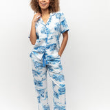 Donna Santorini Print Cotton Modal PJ Set Blue