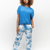 Donna Santorini Print Slouch PJ Set Blue