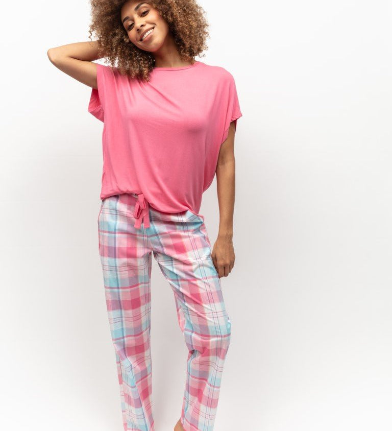 Cyberjammies Shelly Modal/Cotton Pink Check PJ Set