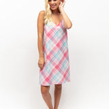 Shelly Pink Check Strappy Nightie Pink