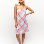 100% Cotton Cyberjammies Pink Check Strappy night dress