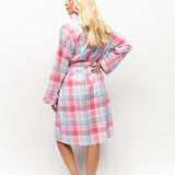 Shelly Pink Check Short Robe