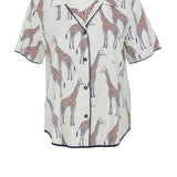 Georgina Giraffe Print Short Sleeve Wide Leg PJ Set