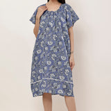 Indigo Bloom Cap Sleeve Nightdress Riviera Print