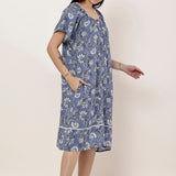Indigo Bloom Cap Sleeve Nightdress Riviera Print