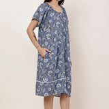 Indigo Bloom Cap Sleeve Nightdress Riviera Print