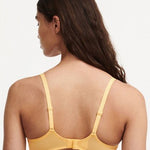 Back view of the Fleurs Balcony Bra in Tender Yellow, U-shaped back and gold-ring adjustable straps.