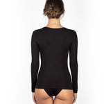 Back view of the long sleeve black EGI top, ideal for layering or everyday wear.