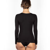 Back view of the long sleeve black EGI top, ideal for layering or everyday wear.