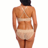 Back view of Halo Lace Strapless Bra Nude, featuring detachable straps and secure closure