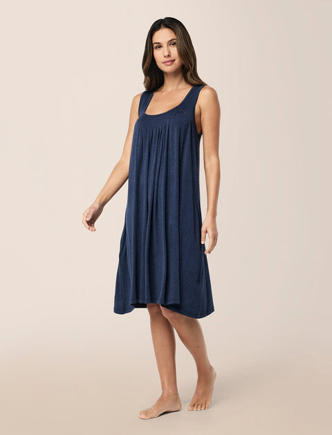 Kate Modal Soft Pleat Front Nightie Navy