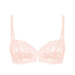 Simone Perele Saga Half Cup Bra Pink Nude, intricate guipure lace and tulle details, available at The Foundation.