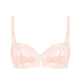 Simone Perele Saga Half Cup Bra Pink Nude, intricate guipure lace and tulle details, available at The Foundation.