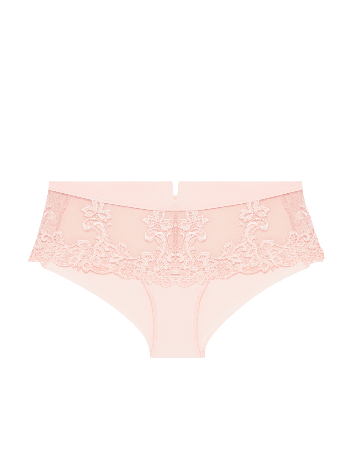 Simone Perele Saga Shorty Brief Pink Nude shown with matching bra, luxury lingerie set from The Foundation.