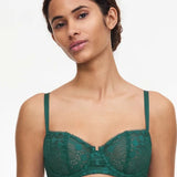 Model wearing Chantelle Day to Night Half Cup Bra in green – front view, available at The Foundation