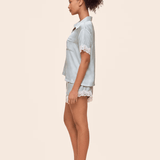 Annabelle Satin Lace Boxer PJ Set Sage