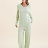 Feather Soft Long Sleeve Top and Wide Leg Pant Tea Green