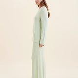 Feather Soft Long Sleeve Top and Wide Leg Pant Tea Green