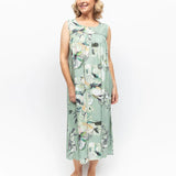 Julia Floral Print Long Nightdress Sage