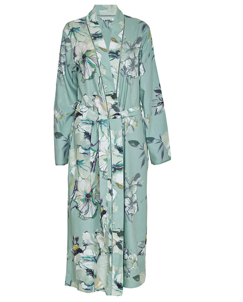 Julia Floral Print Longsleeve Long Robe Sage