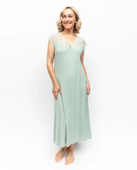 Julia Sage Jersey Cap Sleeve Long Nightdress