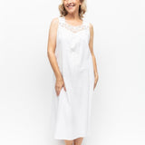 Tessa Cotton Seersucker Long Nightdress White