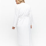 Tessa Cotton Seersucker Long Robe White