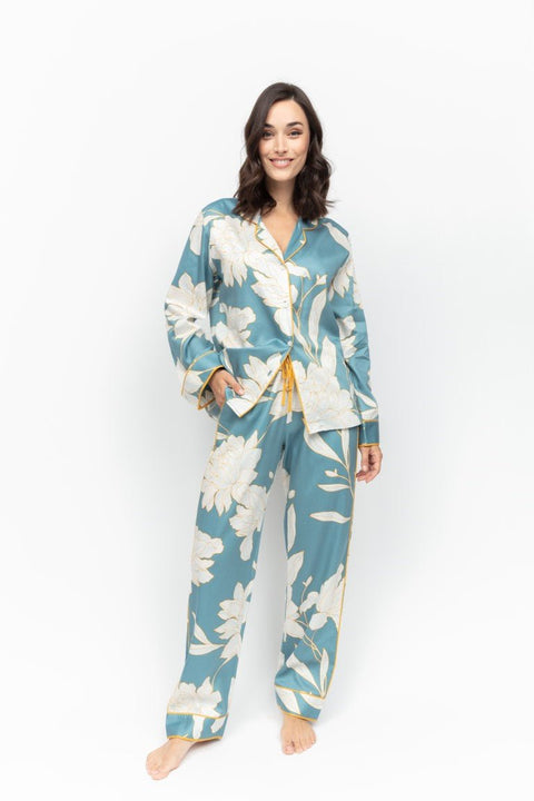 Greenwich Floral Print L/S PJ Set Cerulean Blue