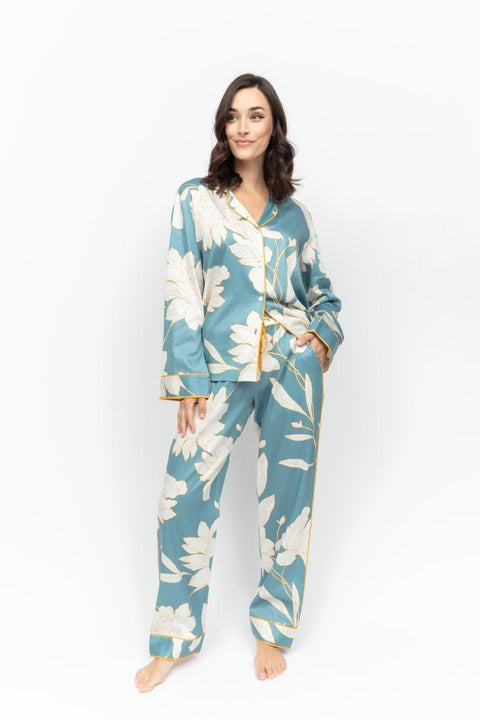 Greenwich Floral Print L/S PJ Set Cerulean Blue