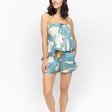 Greenwich Floral Print Cami/Shorts PJ Set Cerulean Blue