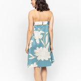Greenwich Floral Print Short Nighdress Cerulean Blue