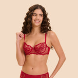 Intrigue Half Cup Bra Opera Red