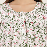 Nordic Meadow Cap Sleeve Nightdress Raspberry Print