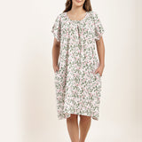 Nordic Meadow Cap Sleeve Nightdress Raspberry Print