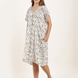 Nordic Meadow Cap Sleeve Nightdress Raspberry Print