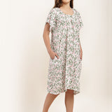 Nordic Meadow Cap Sleeve Nightdress Raspberry Print