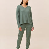 Supersoft Waffle V-Neck Jogger Set Deep Moss