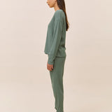 Supersoft Waffle V-Neck Jogger Set Deep Moss