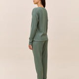 Supersoft Waffle V-Neck Jogger Set Deep Moss