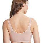 Back view of Royce Comfi Cotton Wirefree Press Stud Front Open Bra Blush, highlighting wide band and smooth cotton finish, available at The Foundation.