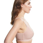 Side profile of Royce Comfi Cotton Wirefree Press Stud Front Open Bra Blush, featuring seamless sides and natural bust shape, from The Foundation.