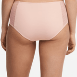 Back view of Chantelle Norah Chic High Waist Full Brief Dusky Pink on model showing soft eco-friendly fabric and seamless coverage.