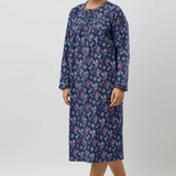 Crab Apple Flannelette Mid Length Nightie Mid Navy