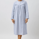 Houndstooth Flannelette Mid Length Nightie Blue