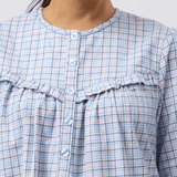 Houndstooth Flannelette Mid Length Nightie Blue