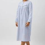 Houndstooth Flannelette Mid Length Nightie Blue