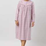 Houndstooth Flannelette Mid Length Nightie Pink