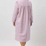 Houndstooth Flannelette Mid Length Nightie Pink