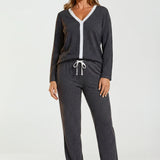 Dallas Peachy Jersey Lounge Set Charcoal