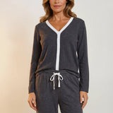 Dallas Peachy Jersey Lounge Set Charcoal
